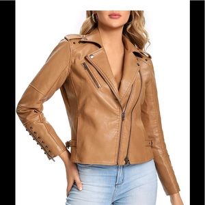 S P Y M Faux Leather Fashion Quilted Moto Biker Jacket  Size M